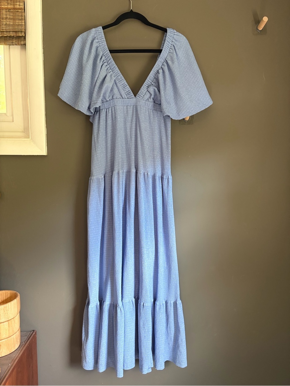 Flowy Boho Style V-Neck Tiered Maxi Dress